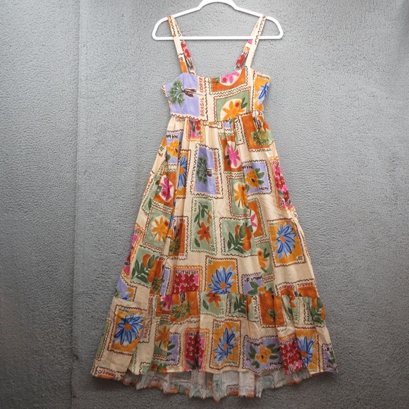 Dresses & Skirts - Paper Heart Dress Sleeveless XS Peach Floral Stamp Linen Blend Garden Plants